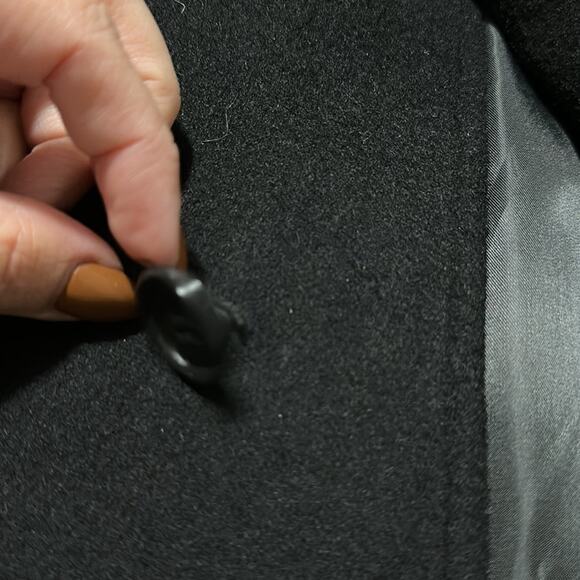 MICHAEL KORS Black Nylon Wool Overcoat Long Sleeve Button Up Jacket Size‎ 14R - Picture 11 of 11